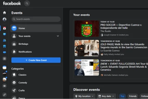 Screenshot of Facebook event search