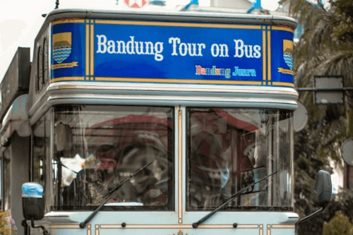 A bus tour in Bandung, Indonesia