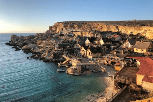 Malta coastline with cliffs and houses