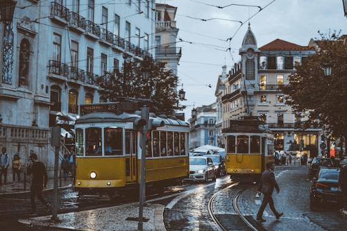 Trams in Lisbon, Portugal