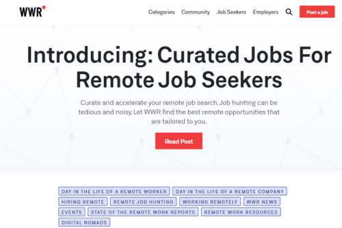 Screenshot of the website Weworkremotely