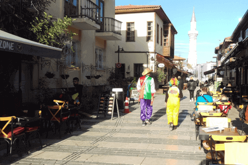 Clowns in Antalya Old Town, Turkey
