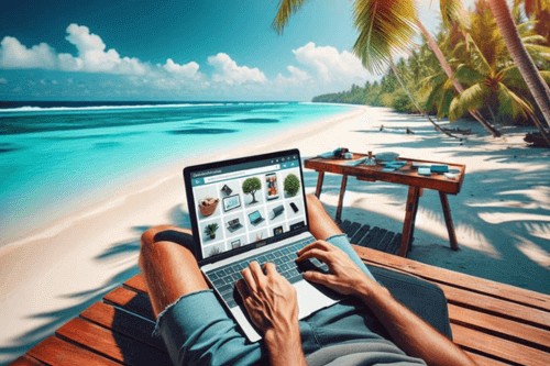 Business ideas for remote working - Digital nomad working on beach
