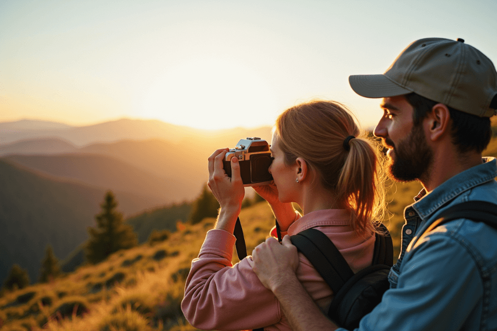 Best 35mm Film Cameras for Travel Enthusiasts 4 Backpacking Couple Using The Best 35mm Film Cameras for Travel