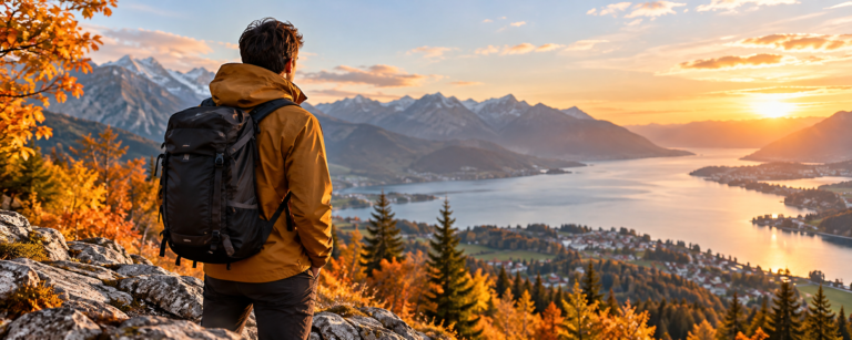 Best Fall Travel Jackets for Digital Nomads in 2026 5 Autumn Hiker Overlooking a Mountain Lake